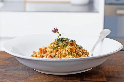 risotto-mit-salsiccia-und-borlottibohnen